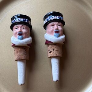 Antique Burrough’s Beefeater Gin Bottle Stoppers /pourer Black and White